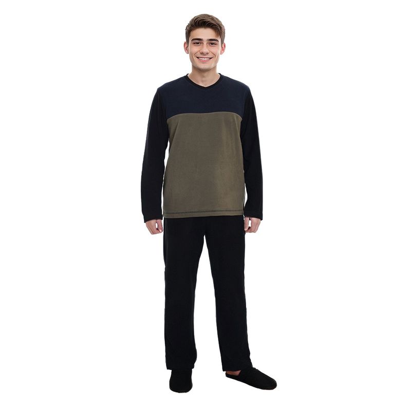 Pijama Hombre Polar Liso Negro-0