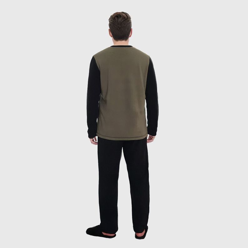 Pijama Hombre Polar Liso Negro-1