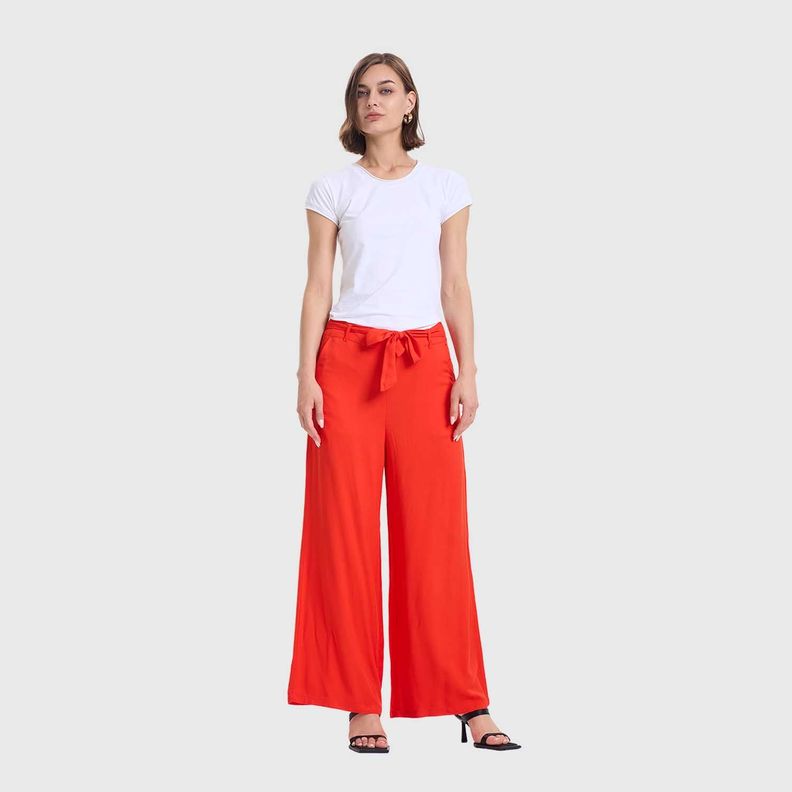 Pantalón Mujer Palazzo Liso Pretina Naranjo Fashion's Park-3