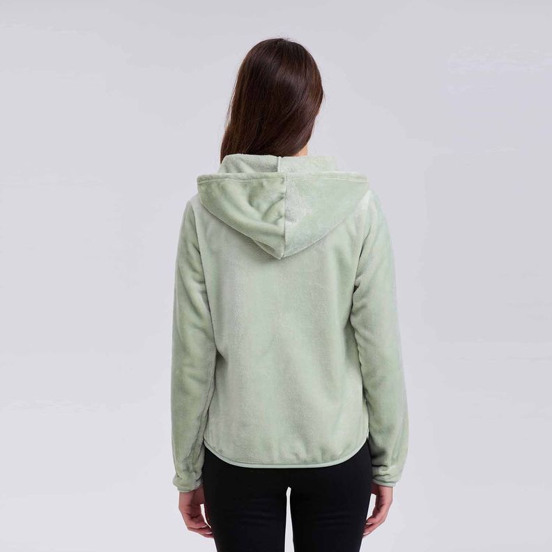 Polar Mujer Peludo Con Bolsillo Verde Claro-2