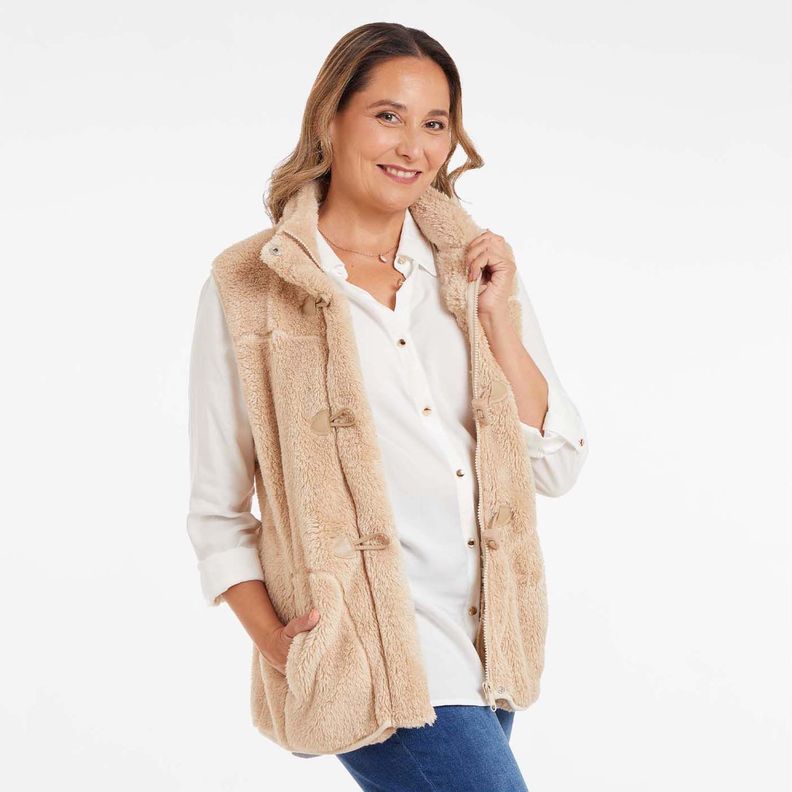 Polar Peludo Estilo Montgomery Beige Mujer-1