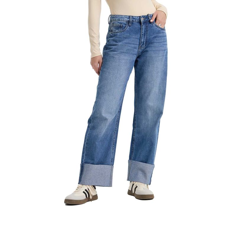 Jeans Mujer Calce Recto Basta Doble Azul Fashion's Park-0