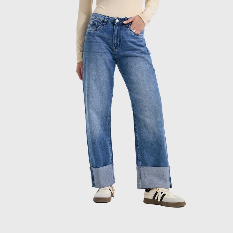 Jeans Mujer Calce Recto Basta Doble Azul Fashion's Park-1
