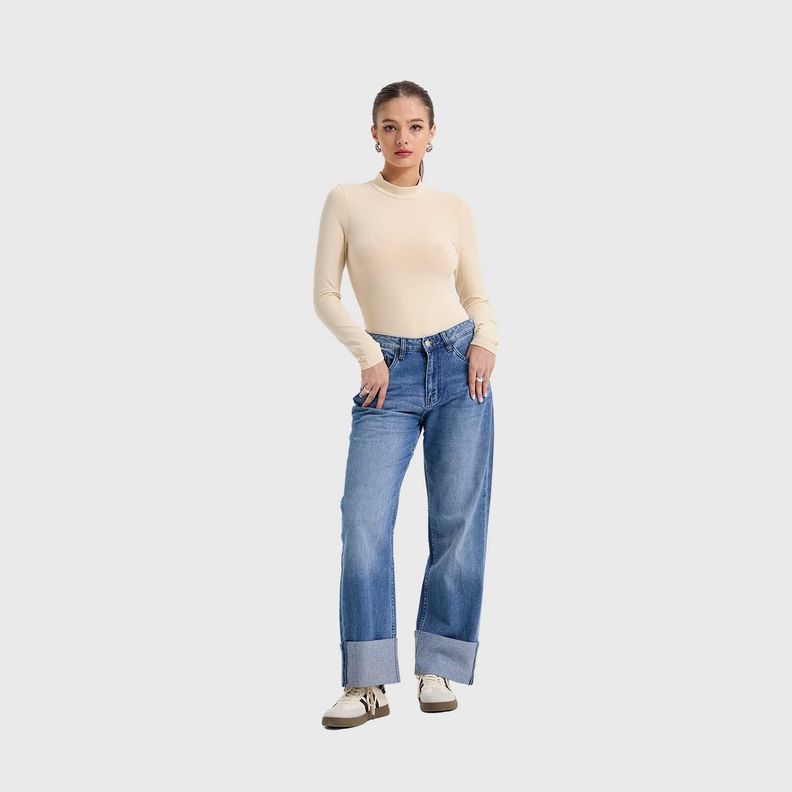 Jeans Mujer Calce Recto Basta Doble Azul Fashion's Park-3