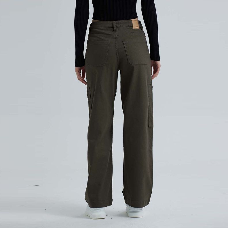 Jeans Mujer Wide Leg Cargo Verde Militar Fashion´s Park-2