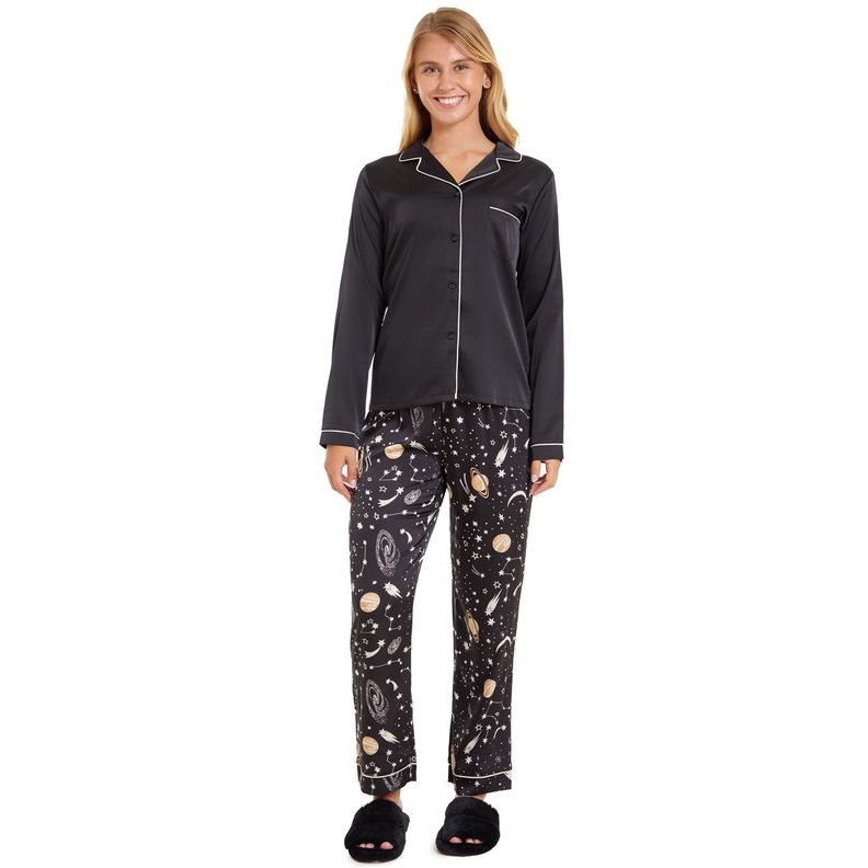 Pijama Mujer Abotonado Negro-0