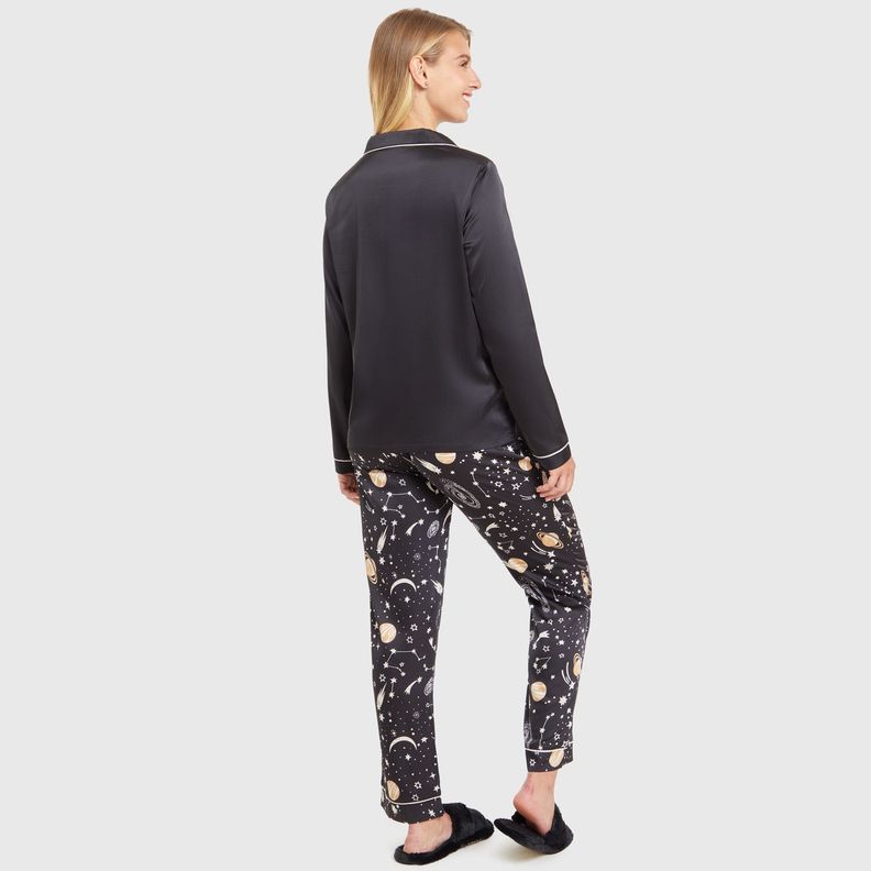 Pijama Mujer Abotonado Negro-1