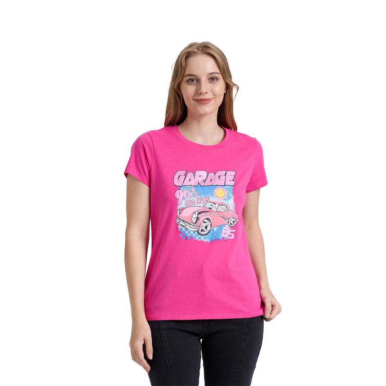 Polera Mujer Básica Print Fucsia Fashion's Park-0