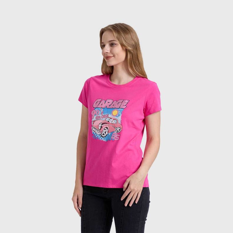 Polera Mujer Básica Print Fucsia Fashion's Park-1