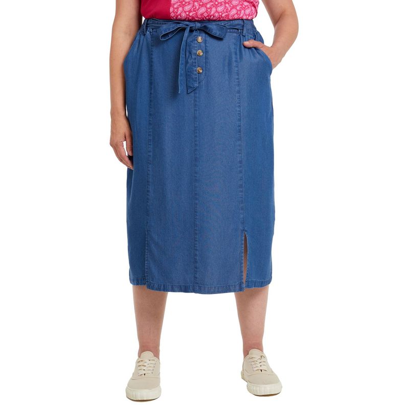 Falda Tencel Con Botones Azul Mujer-0
