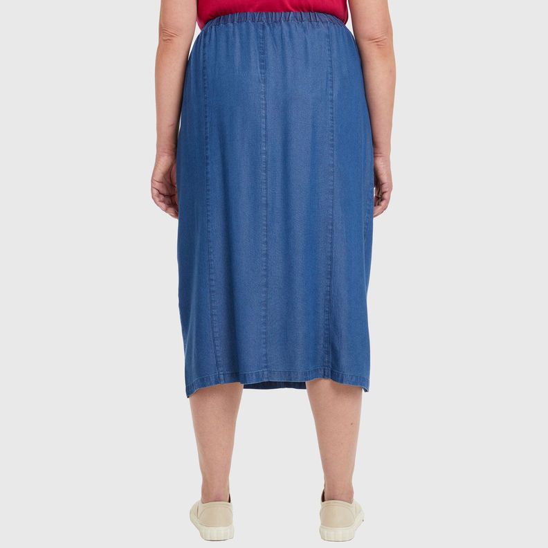 Falda Tencel Con Botones Azul Mujer-2