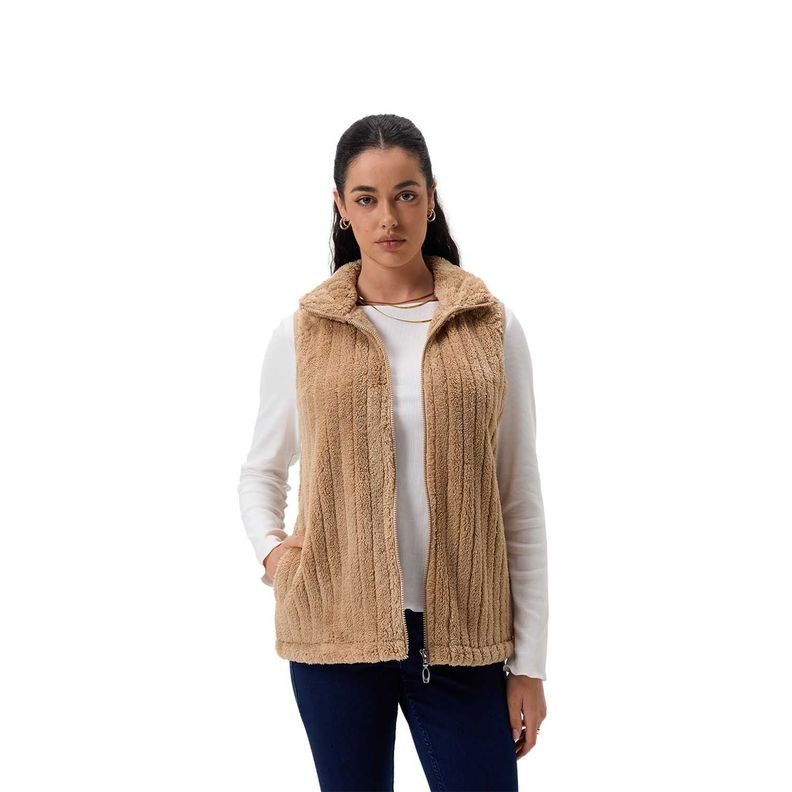 Polar Mujer Peludo Con Textura Beige Oscuro Fashion's Park-0