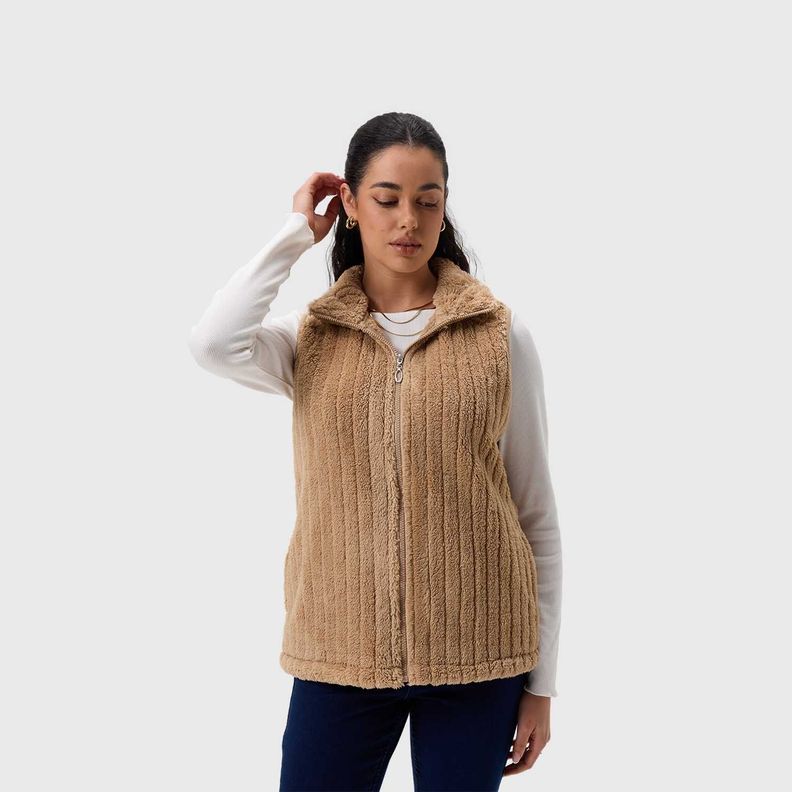 Polar Mujer Peludo Con Textura Beige Oscuro Fashion's Park-1