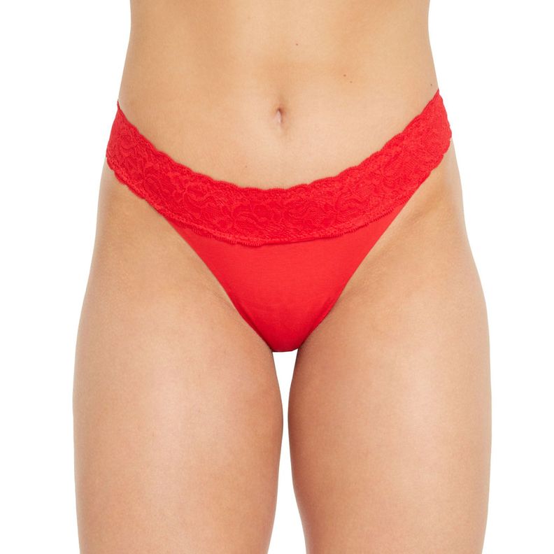 Calzón Colaless Con Encaje Rojo Mujer-0