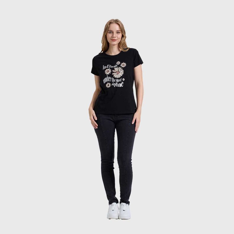 Polera Mujer Básica Print Negro / Blanco Fashion's Park-3