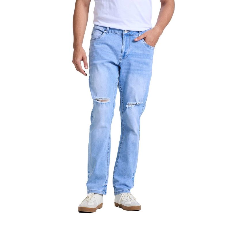 Jeans Hombre Slim Rotura Celeste Fashions Park-0