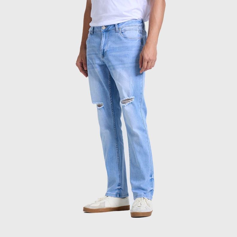 Jeans Hombre Slim Rotura Celeste Fashions Park-1