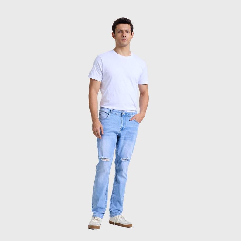 Jeans Hombre Slim Rotura Celeste Fashions Park-3