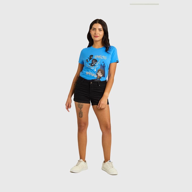 Short Mujer Roll Up Tiro Alto Negro Fashions Park-3
