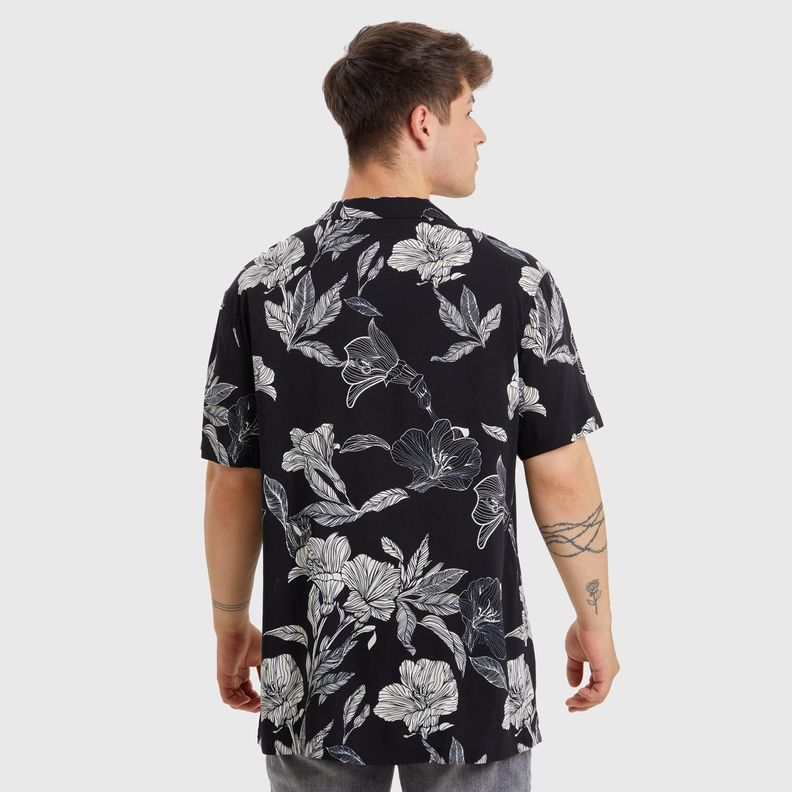 Camisa Guayabera Print Negro Hombre-2