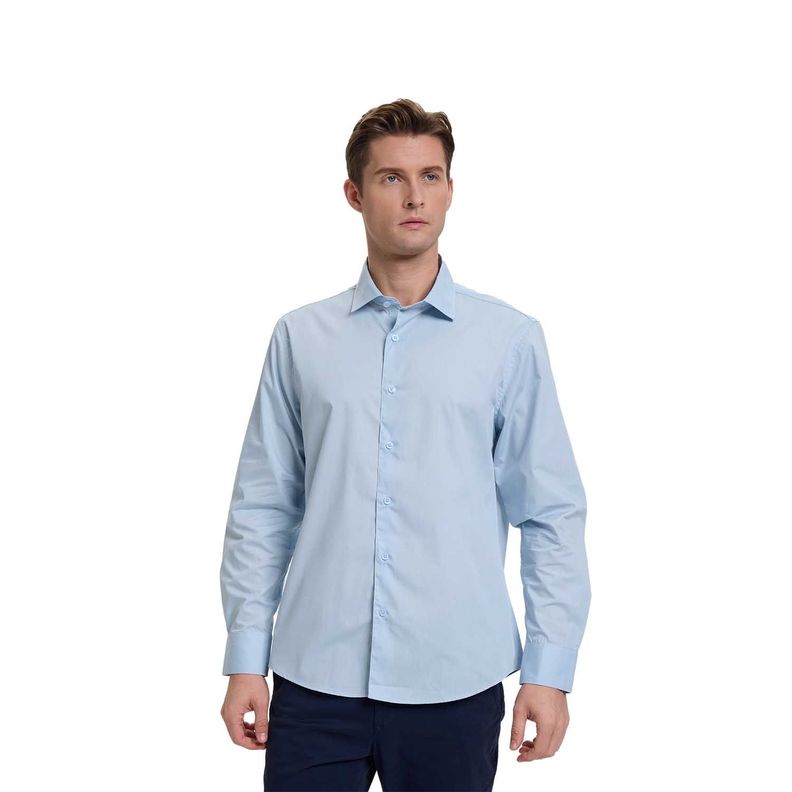 Camisa Hombre Cuello Italiano Celeste Fashion's Park-0