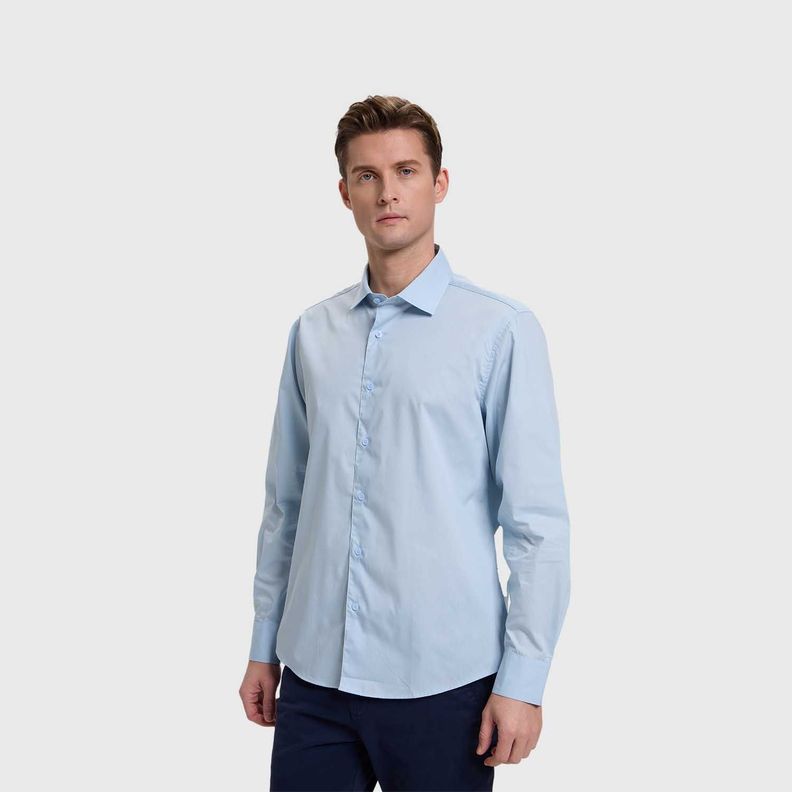 Camisa Hombre Cuello Italiano Celeste Fashion's Park-1
