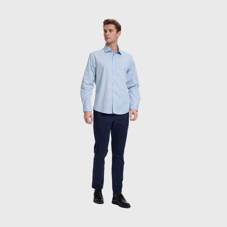 Camisa Hombre Cuello Italiano Celeste Fashion's Park-3