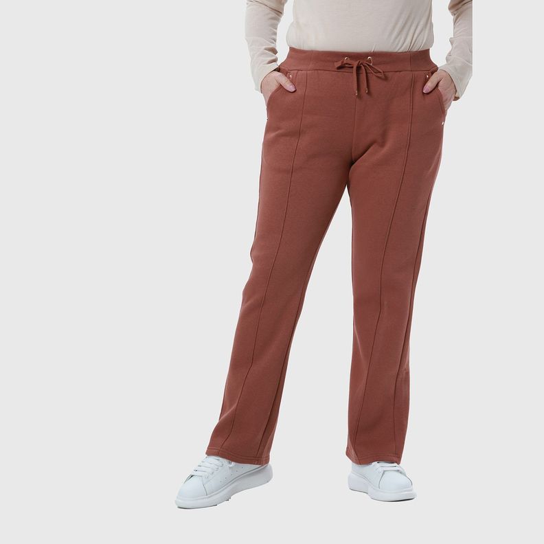 Pantalón Buzo Mujer Flare Clásico Beige Oscuro Fsp-1