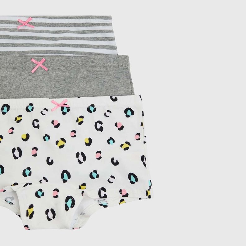 Calzón Tripack Short Gris Niña-1
