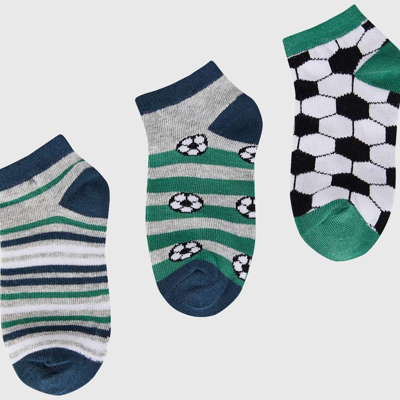 Calceta Deportiva Niño Tripack Verde I Fashion's Park-1