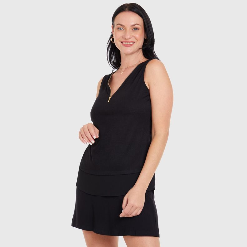 Polera Faldón Con Cierre Negro Mujer-1