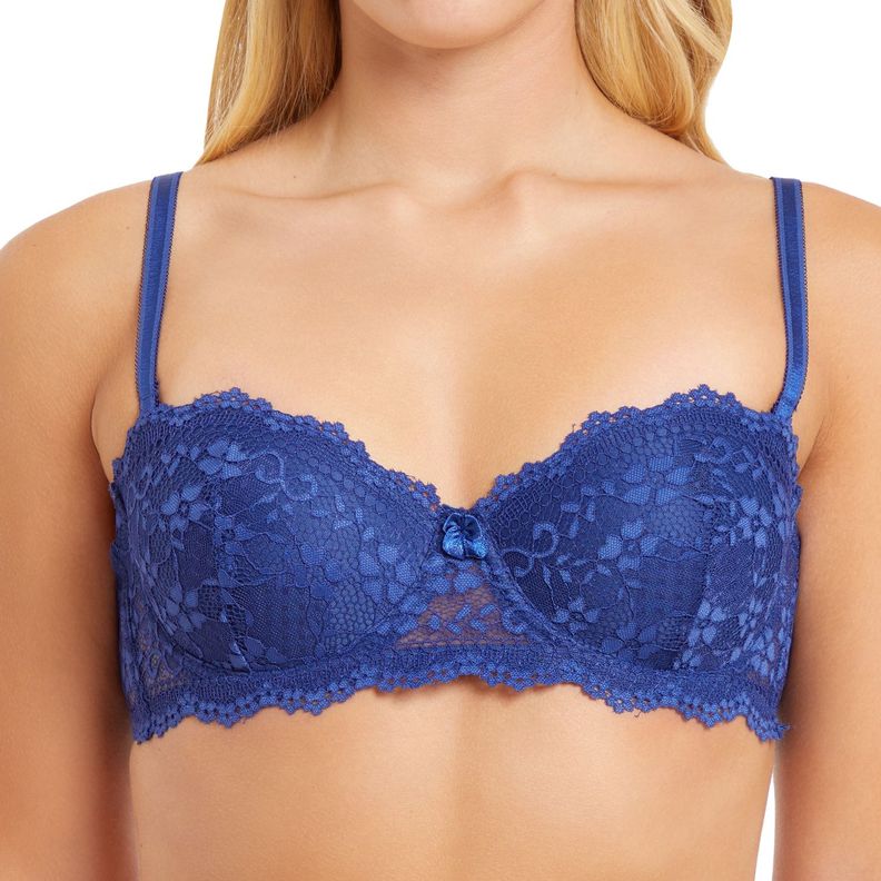 Sostén Mujer Strapless Encaje Azul-0