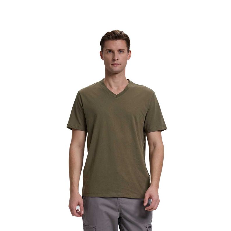 Polera Hombre Casual Básica Verde Militar Fashion's Park-0