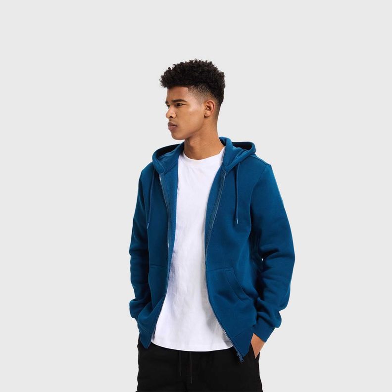 Polerón Hombre Full Zipper Básico Azul Fashion's Park-1