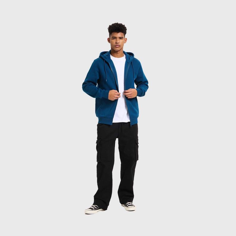 Polerón Hombre Full Zipper Básico Azul Fashion's Park-3