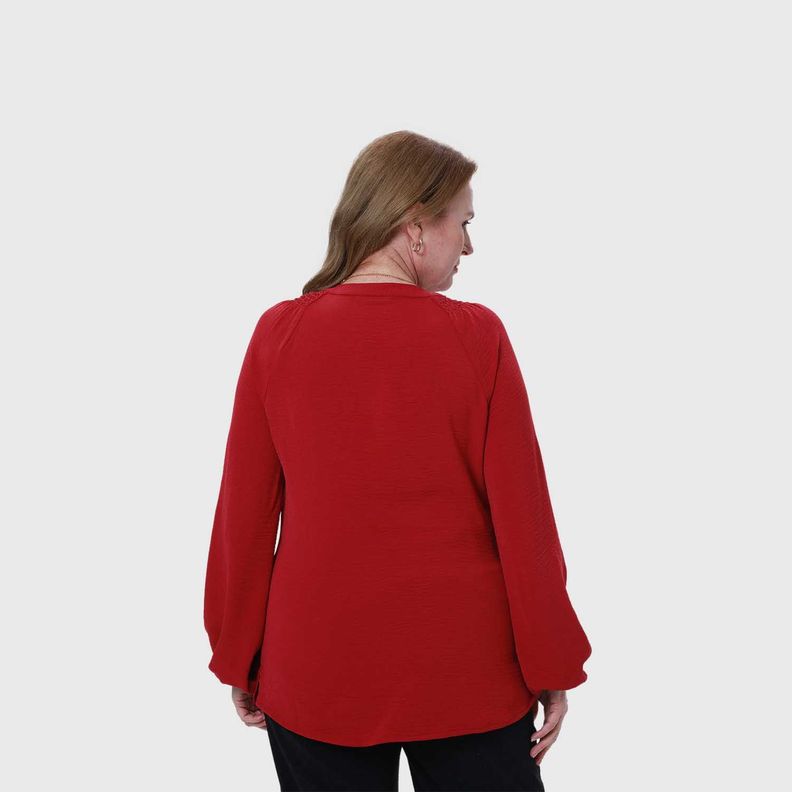 Blusa Mujer Lisa Con Plisado Guinda Oscuro-2