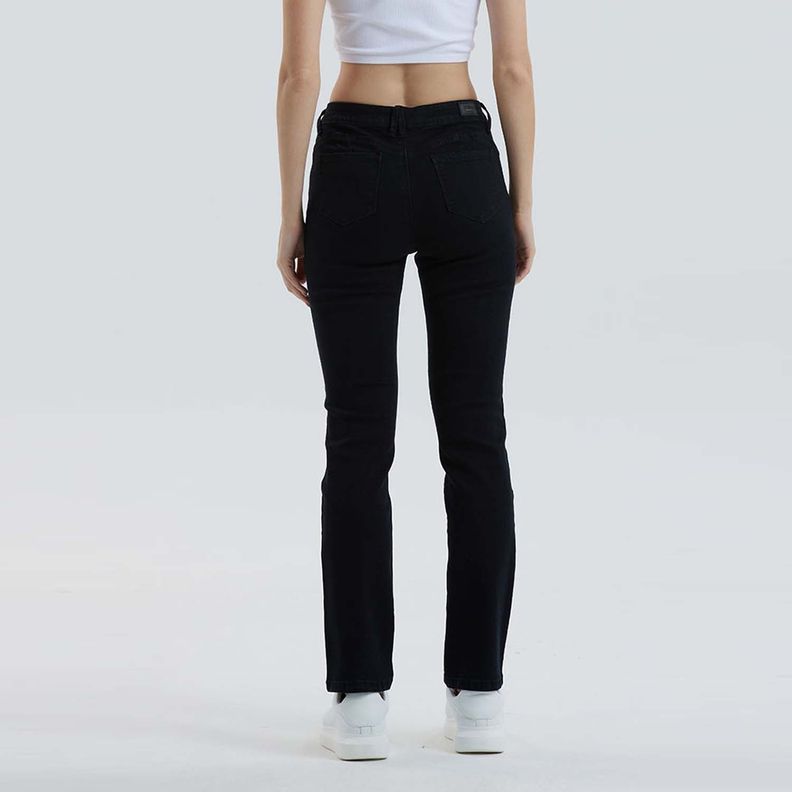 Jeans Mujer Recto Tiro Alto Negro-2