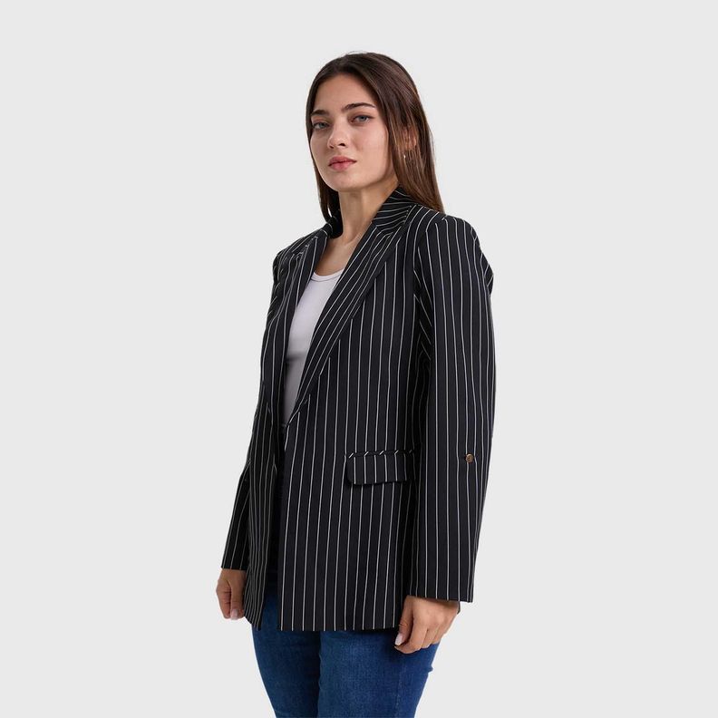 Blazer Mujer Rayado Negro / Blanco-1