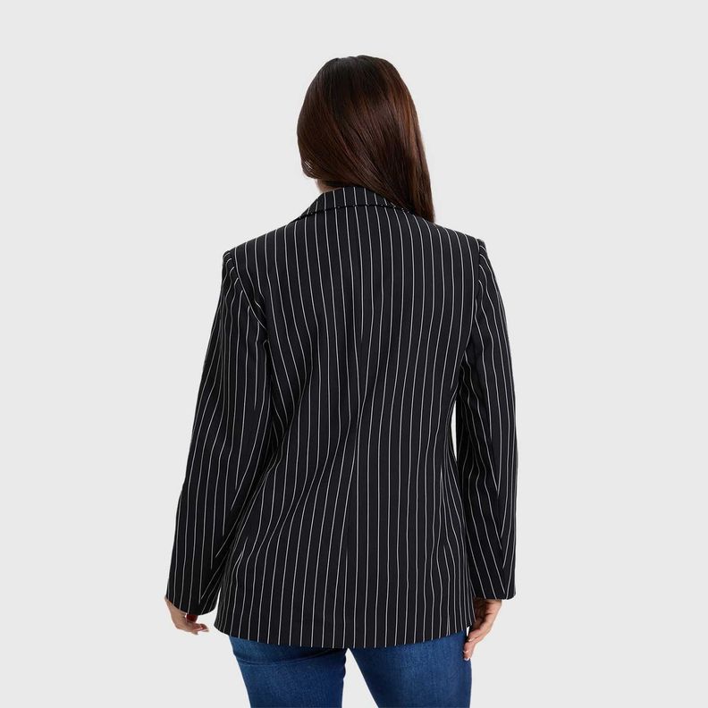 Blazer Mujer Rayado Negro / Blanco-2