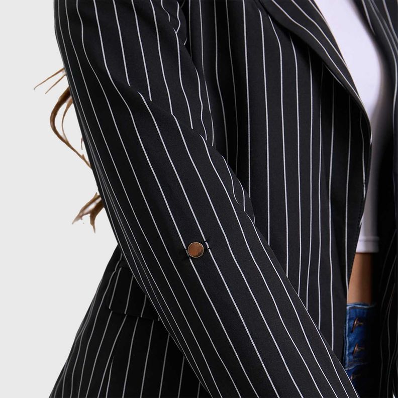 Blazer Mujer Rayado Negro / Blanco-3