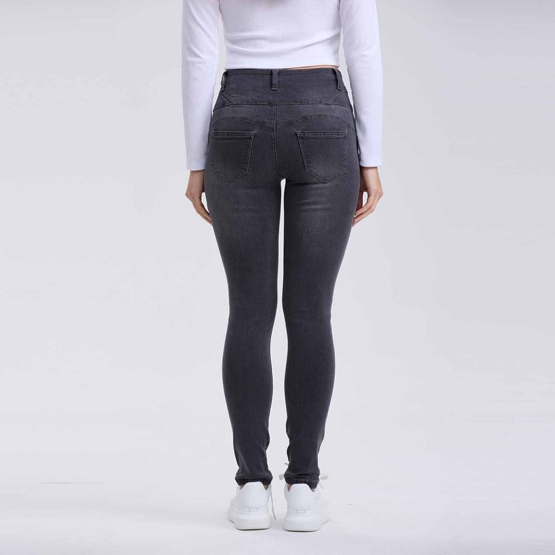 Jeans Mujer Push Up 2 Botones Negro-2