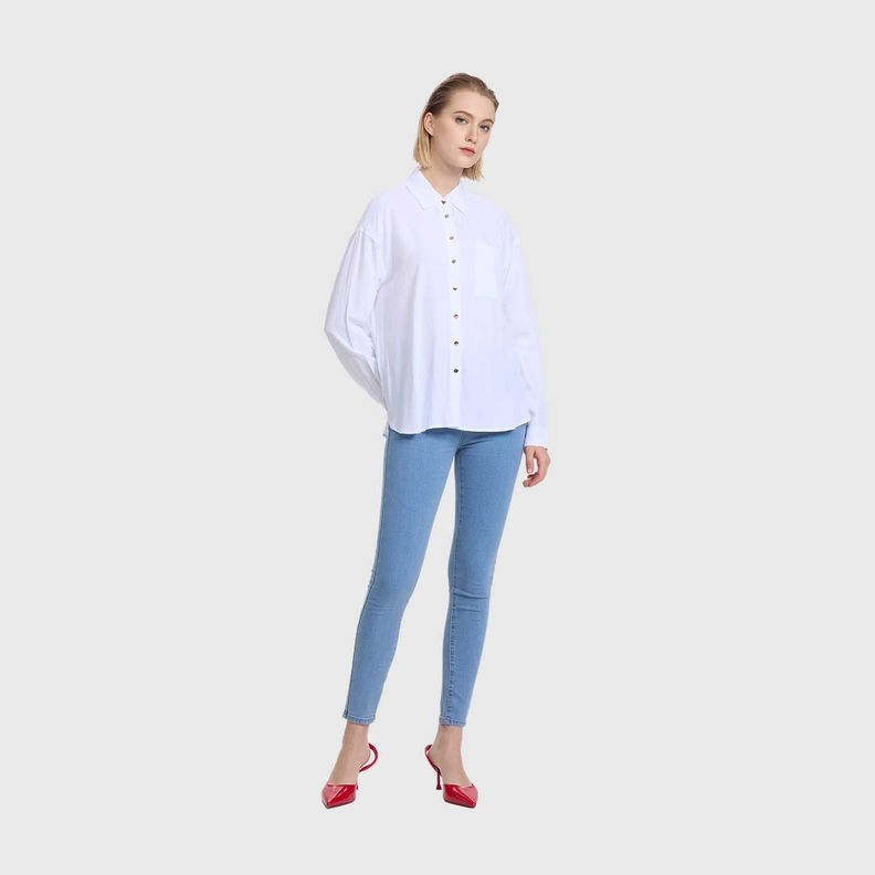 Blusa Mujer Abotonada Lisa Crudo  Fashion's Park-3
