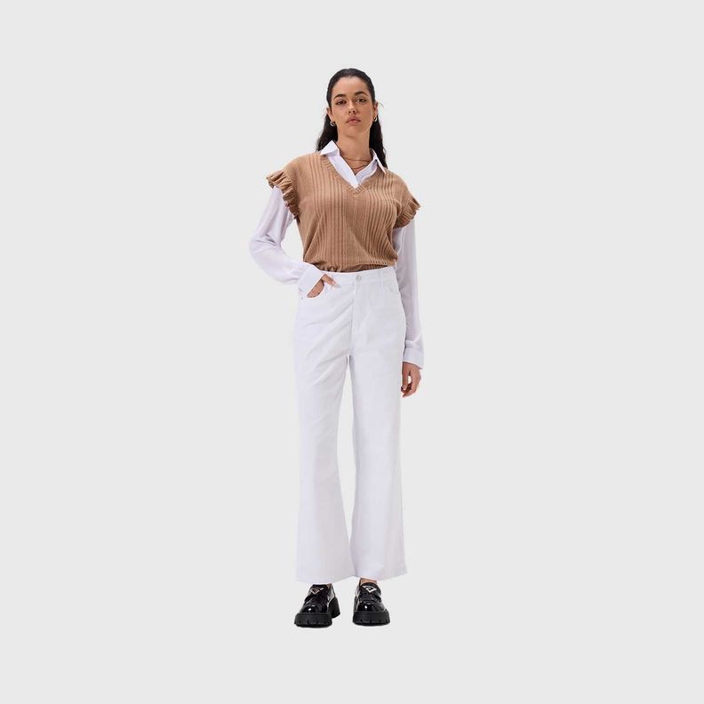 Pantalón Mujer Abotonado Blanco Fashion's Park-3
