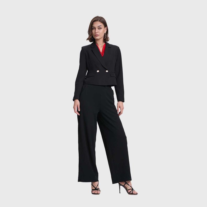Blazer Mujer Corte Cruzado Negro Fashion's Park-3