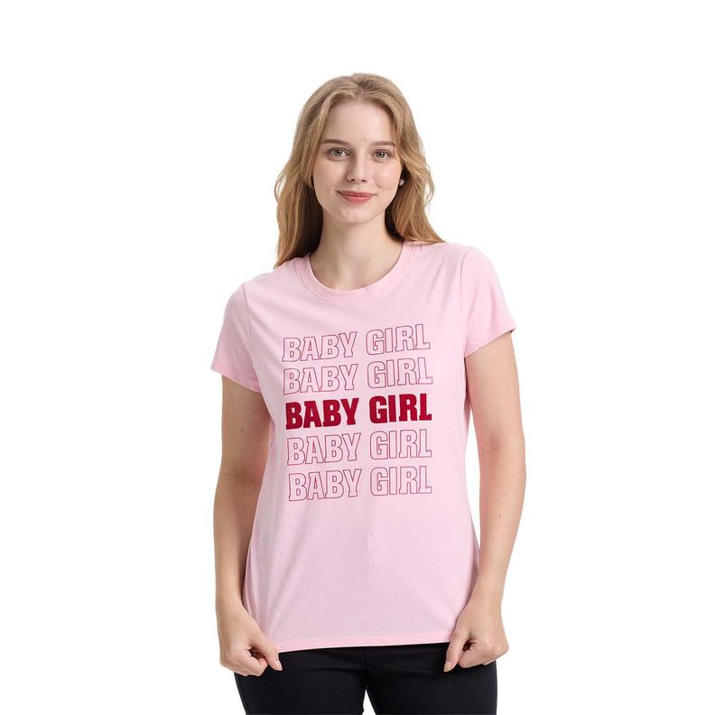 Polera Mujer Básica Print Rosado Claro Fashions Park-0