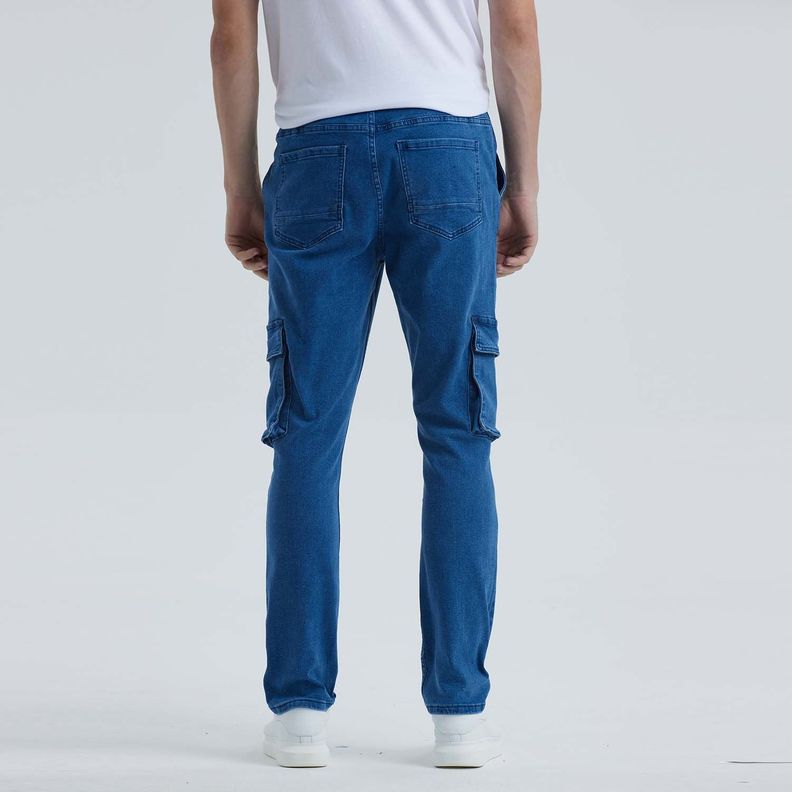 Jeans Hombre Cargo Jogger Azul-2