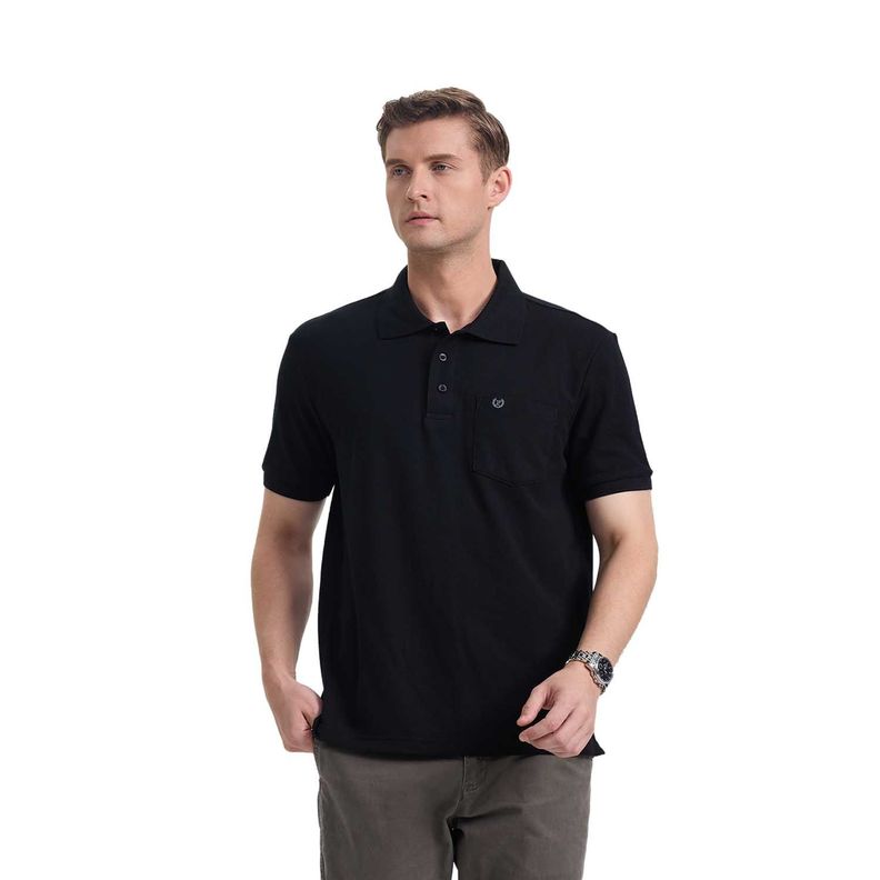 Polera Hombre Pique Básica Lisa Negro Fashion's Park-0