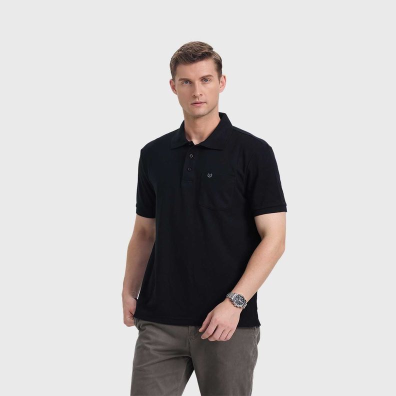 Polera Hombre Pique Básica Lisa Negro Fashion's Park-1