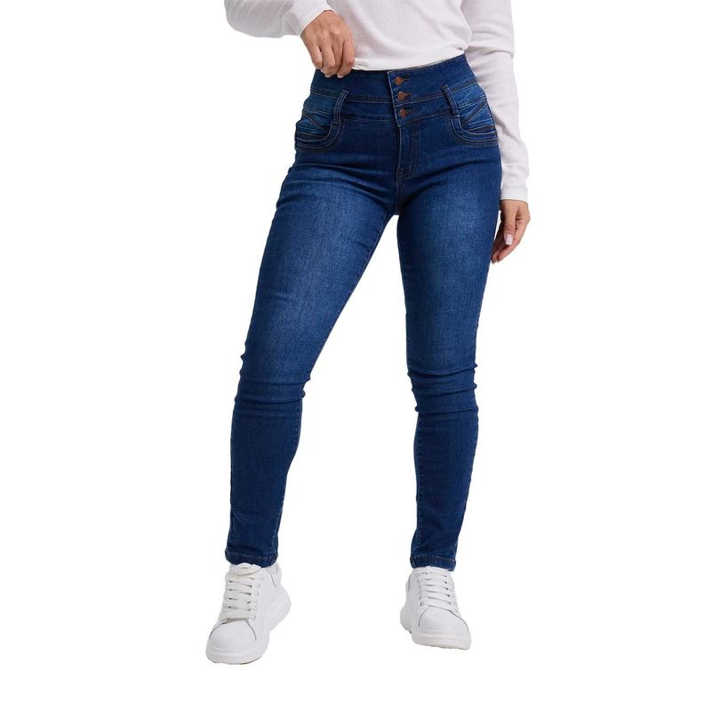 Jeans Mujer Skinny Push Up Azul Oscuro-0