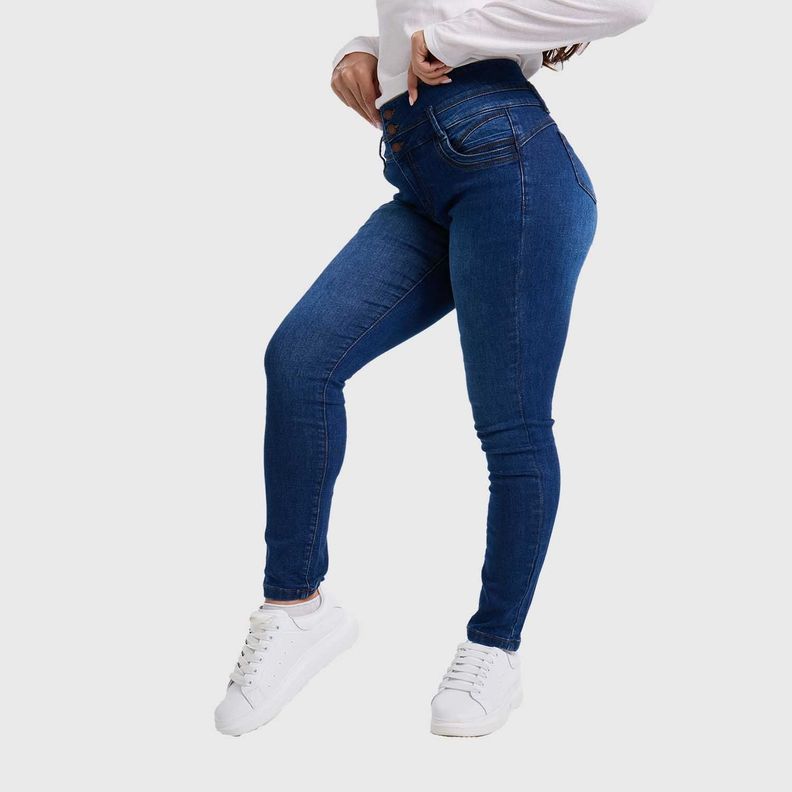 Jeans Mujer Skinny Push Up Azul Oscuro-1